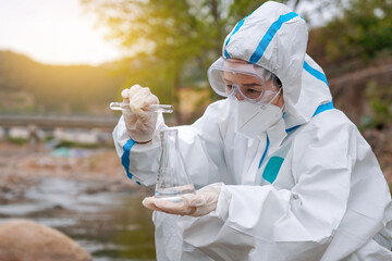 Dedicated Environmental Scientist Conducting Water Testing with Precision and Care