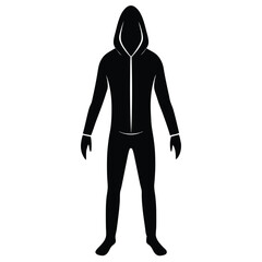 Hooded Figure Silhouette in Full Length With Transparent Background, ZipUp, Fashion