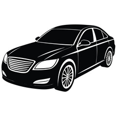 Fototapeta premium Isolated Silhouette Sedan Car, Automobile Design on Transparent Background