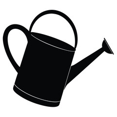 Isolated Watering Can on Transparent Background in Black Silhouette Style