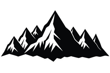 Fototapeta premium Mountain Range Peaks with Snow Outline Silhouette on a Transparent Background