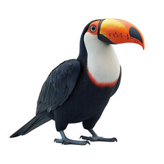 Naklejka premium Beautiful colorful toucan bird standing on its feet isolated on transparent background png
