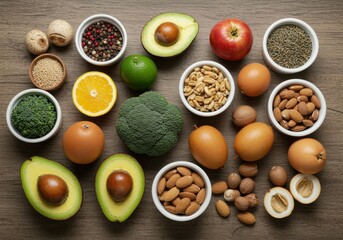 flat lay assortment of healthy food for immunity boosting