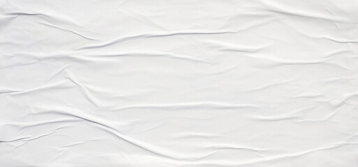 white crumpled and creased glued wrinkled paper poster texture background
