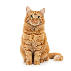 Obraz premium ginger cat sitting, starring isolated on white background