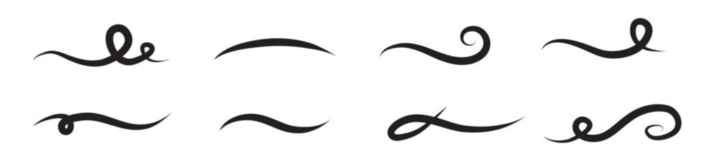 Hand drawn collection of curly swings, swashes, punches. Rotating calligraphy. Icon quote. Highlight text elements