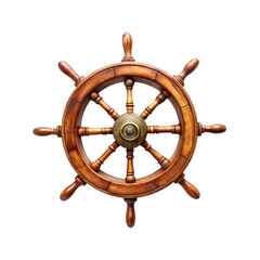 Vintage wooden ship wheel on a transparent background