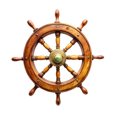 Vintage wooden ship wheel on a transparent background