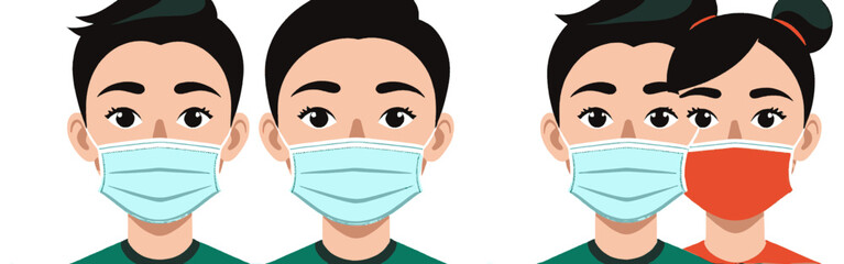 Cartoon_illustration_of_four_people_wearing_face_masks_Two_wear_blue_masks_and_one_wears_a_red_mask_while_standing_closely_together
