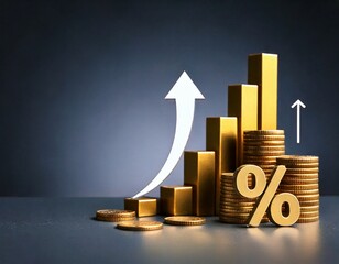 gold bar graph of coins, raising graph or growing economy 