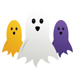 Halloween  three ghosts isolated  on white background