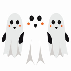 Halloween  three ghosts isolated  on white background