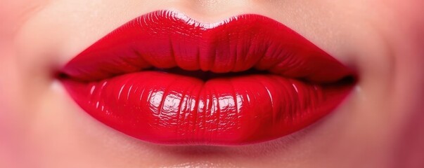 Obraz premium Deep red lipstick swipe, luxurious texture, clean background, dramatic, smudge