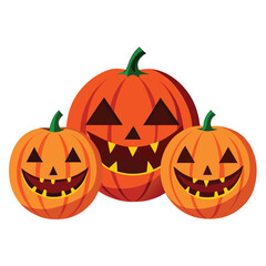 Halloween  three jack-o'-lanterns isolated  on white background