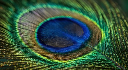 Peacock Feather Macro Closeup.