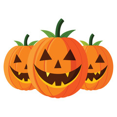 Halloween  three jack-o'-lanterns isolated  on white background