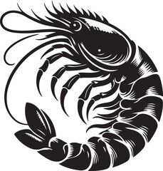 Obraz premium Prawn Silhouette Black Vector High Quality Vector Image. The white background