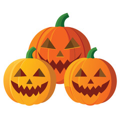 Halloween  three jack-o'-lanterns isolated  on white background