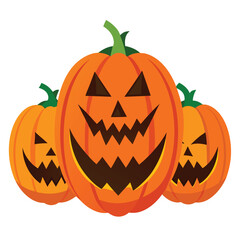Halloween  three jack-o'-lanterns isolated  on white background