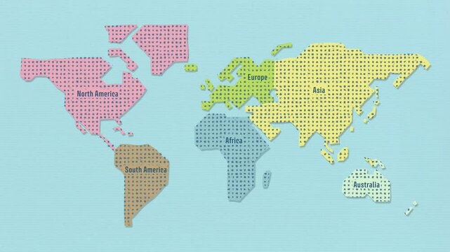 Hand drawn world map on paper background