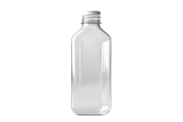 Clear plastic bottle with a white cap isolated on a black background in a studio shot image style