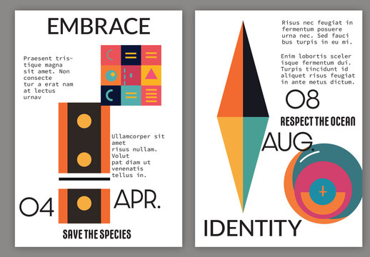 Flyer A4 Abstract Futuristic Shape Flat Colors