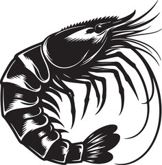 Obraz premium Prawn Silhouette Black Vector High Quality Vector Image. The white background