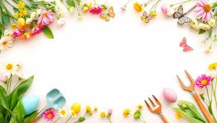 Background with Spring decorations with empty space in the middle