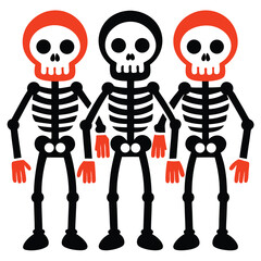 Halloween  three skeletons isolated  on white background