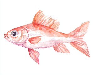 Fototapeta premium A beautifully illustrated pink goldfish swimming gracefully, showcasing vibrant colors and delicate fins.