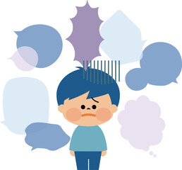 言葉に怯える子供のイメージイラスト