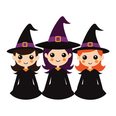 Halloween  three witches isolated  on white background