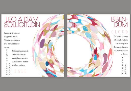 Social Media Square Post Layout with Futuristic Colored Abstract Geometric Shape