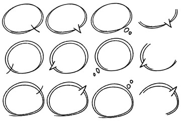モノクロ線画のシンプルな吹き出しセット