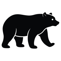 Naklejka premium Black silhouette of a walking bear on a white background high resolution picture