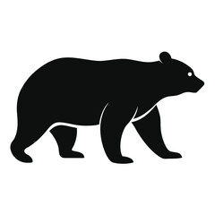 Fototapeta premium Black silhouette of a walking bear on a white background high resolution picture