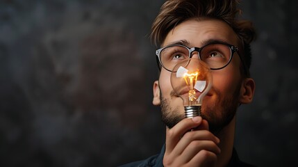 Fototapeta premium A startup founder with a light bulb symbolizing innovation