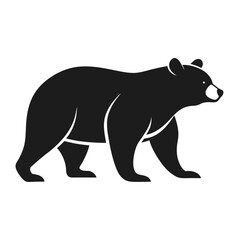 Fototapeta premium Black silhouette of a walking bear on a white background high resolution picture