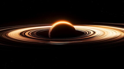 Fototapeta premium Golden Ringed Planet: A Celestial Wonder
