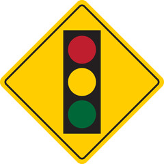 Traffic light ahead warning sign