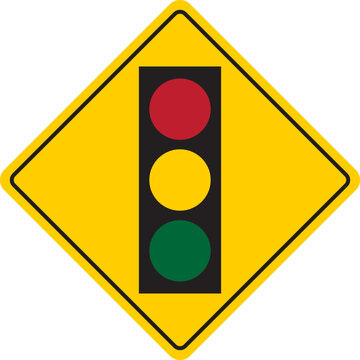 Traffic light ahead warning sign