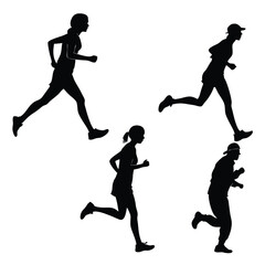 Running Silhouettes Of Diverse People Exercising And Jogging Outdoors Creating A Dynamic Active Lifestyle Scene Promoting Health
