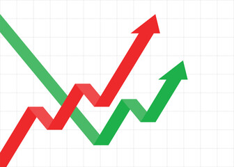 2 3D Arrows with Grid Going Up represents Competition, Business Growth, Economic Boom, Profit Trend
