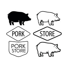 set of pig icons