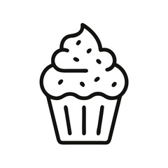 cupcake with cream line art icon