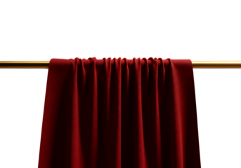 Luxurious Red Draped Fabric on Gold Rod – Ideal for Ceremonies and Launch Events