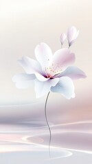 White and pink cherry blossom flowers bloom in spring against a beautiful blue sky, showcasing nature's delicate floral beauty