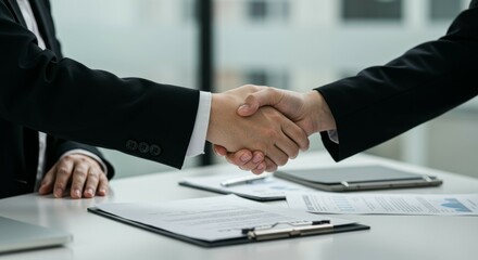 Business Deal Closing Handshake, Agreement, Partnership, Collaboration, Success