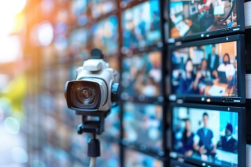 Live streaming setup for digital events modern office photography tech environment close-up engagement strategies