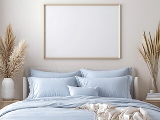 Blank Poster, Light Blue Bedroom
